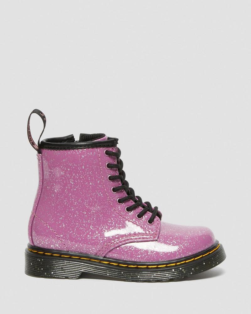 Kids' Dr Martens Toddler 1460 Glitter Lace Up Boots Pink | AU 692VRW